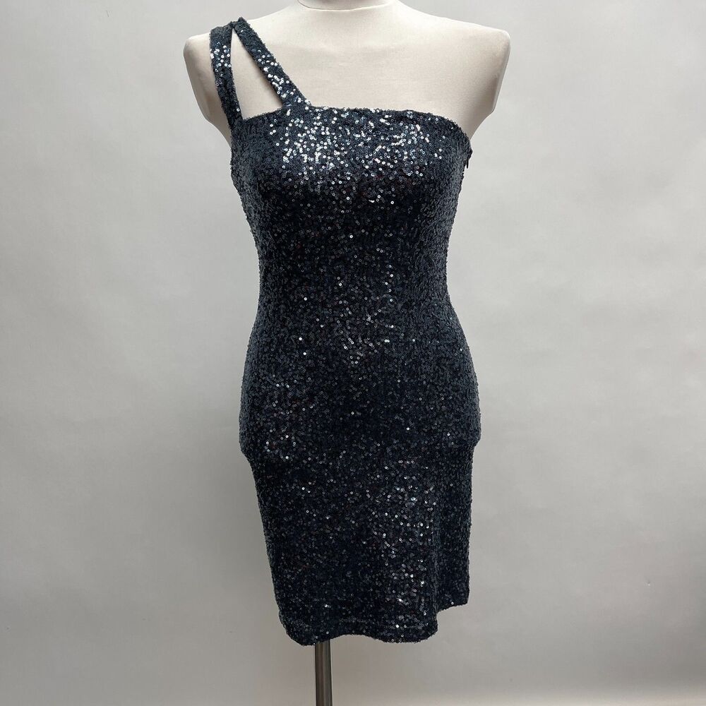 Aqua Women's One‎ Strap Dress Small Blue Sequins